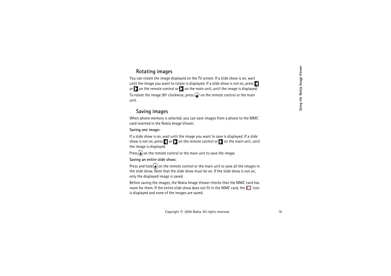 Rotating images, Saving images | Nokia SU-5 User Manual | Page 19 / 20