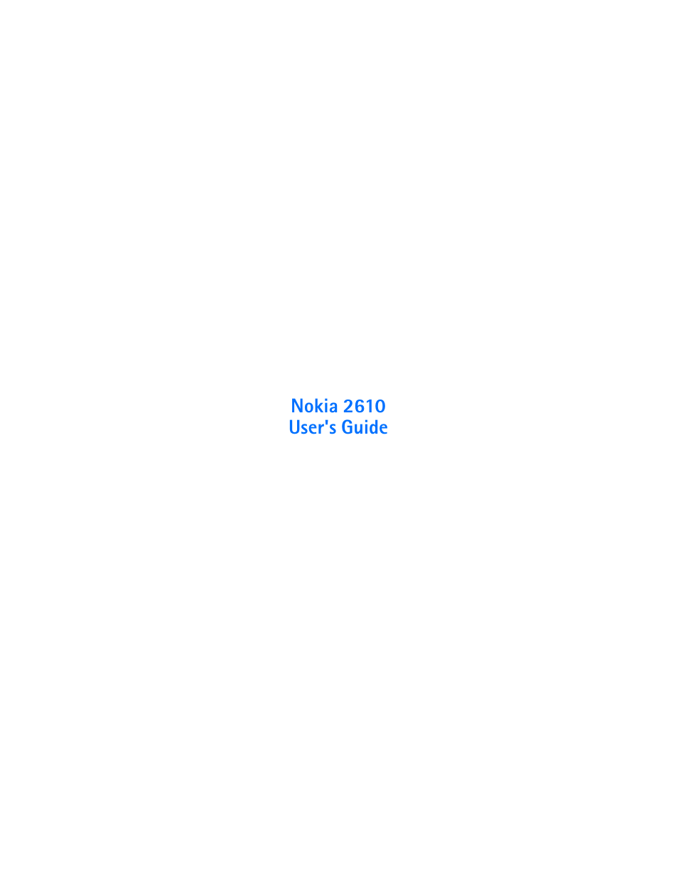 Nokia 2610 User Manual | 63 pages