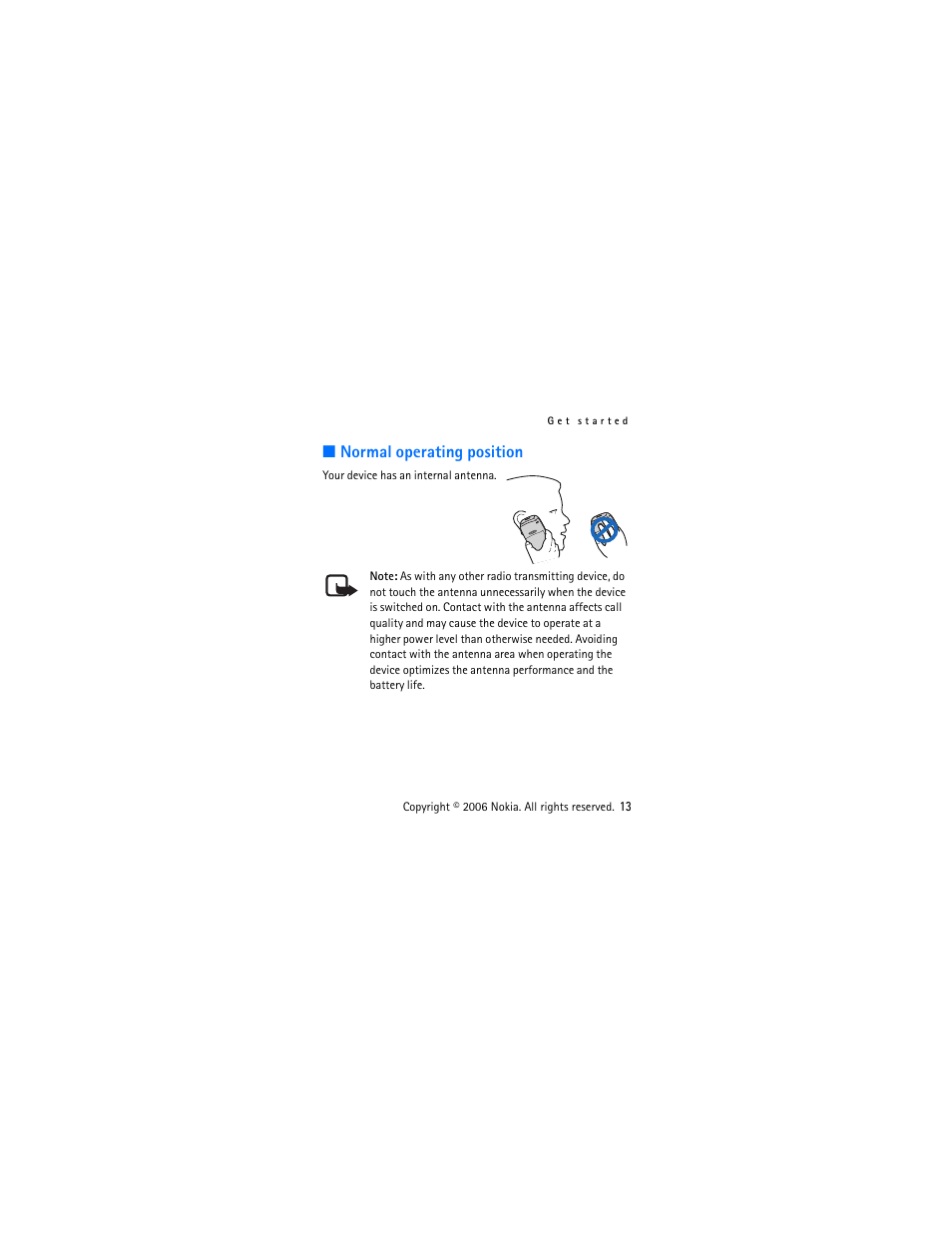 Normal operating position | Nokia 2610 User Manual | Page 14 / 63