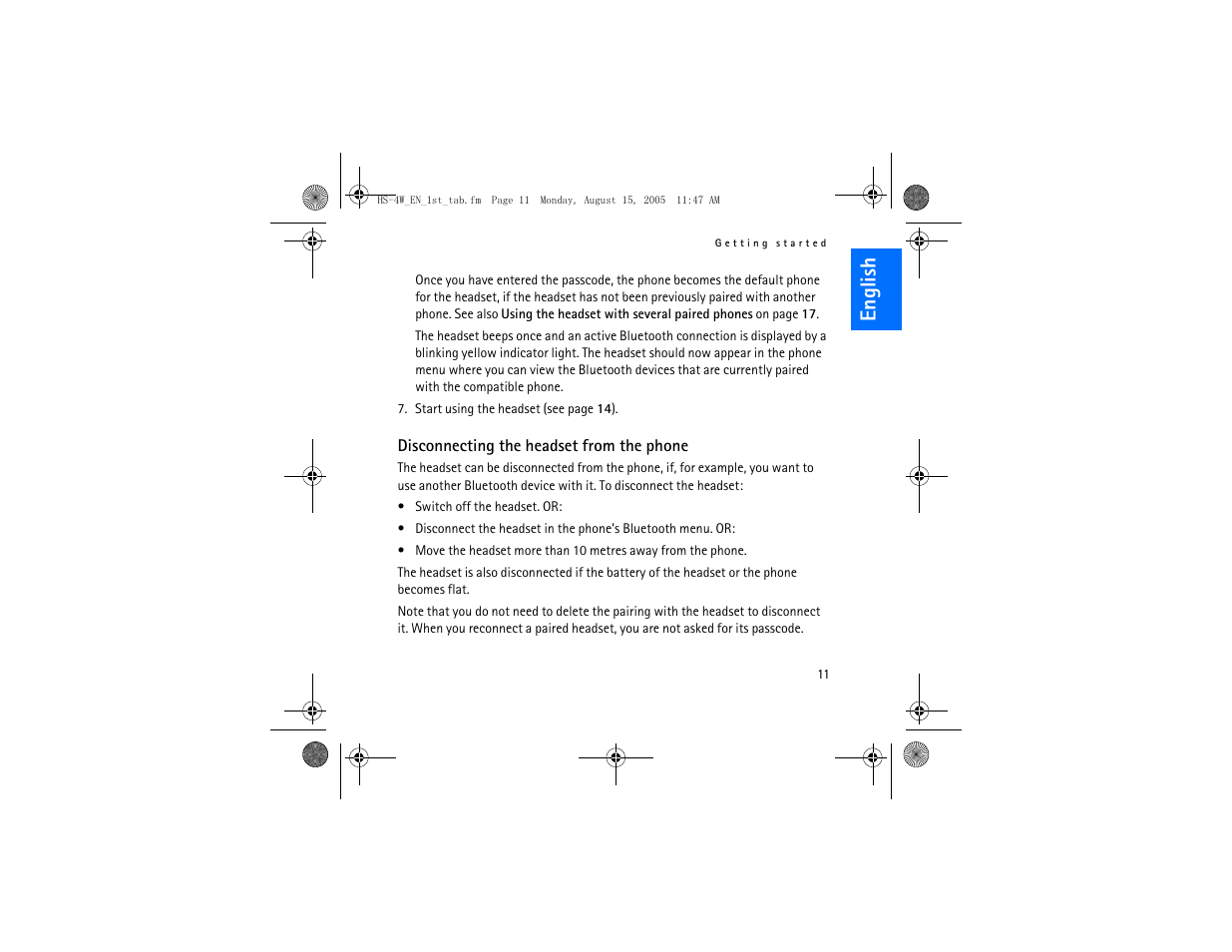 English | Nokia HS 4W User Manual | Page 11 / 110