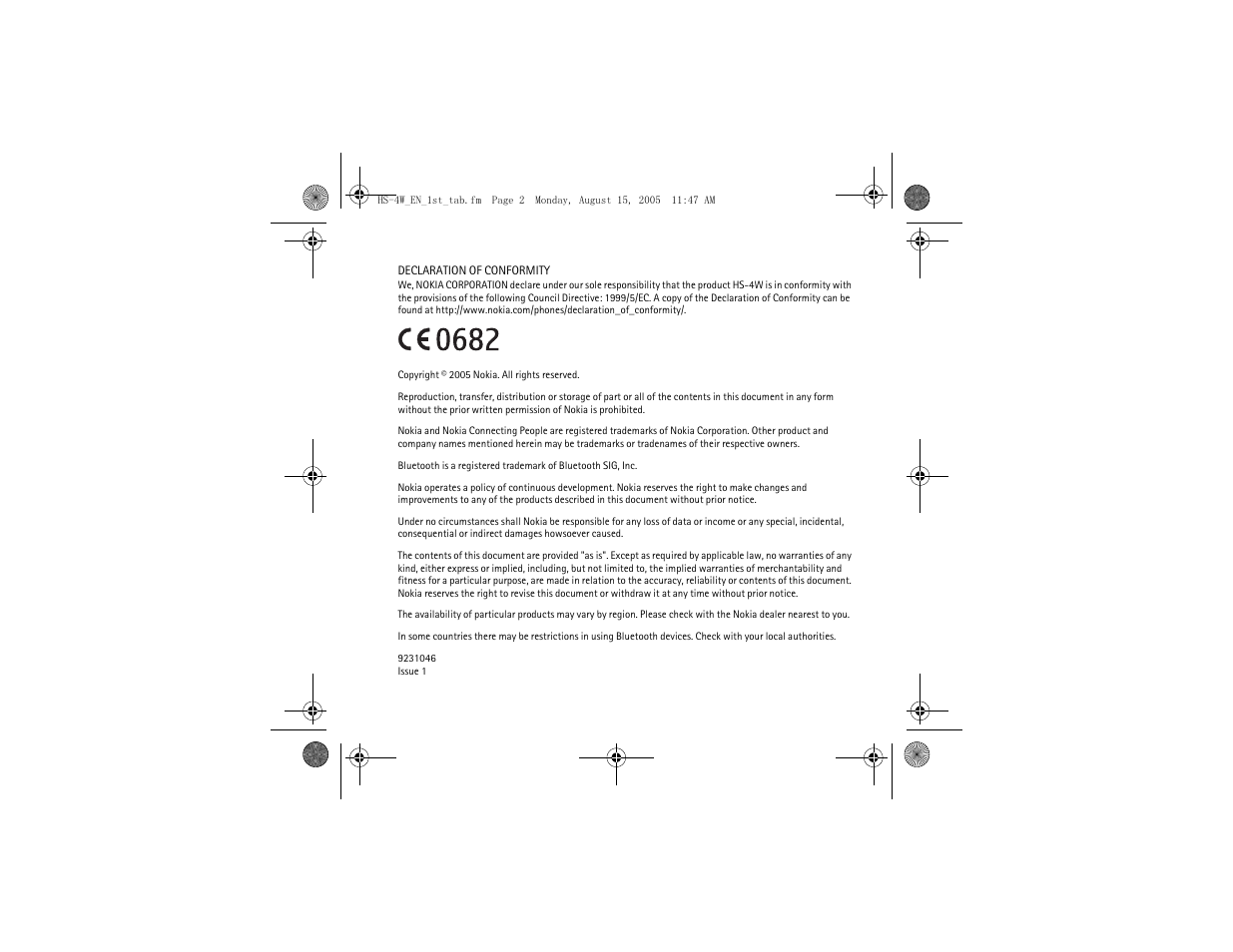 Nokia HS 4W User Manual | Page 2 / 110