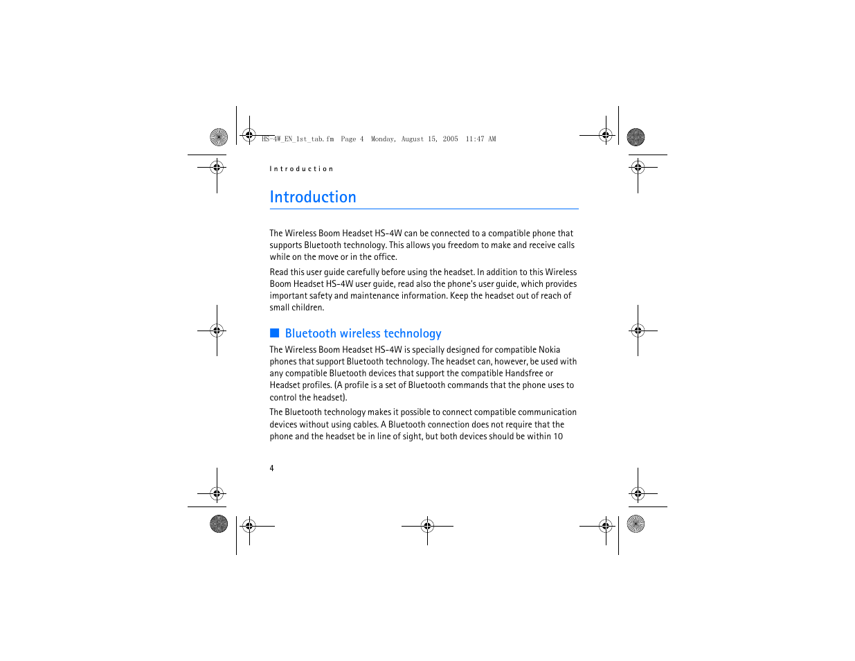 Introduction | Nokia HS 4W User Manual | Page 4 / 110