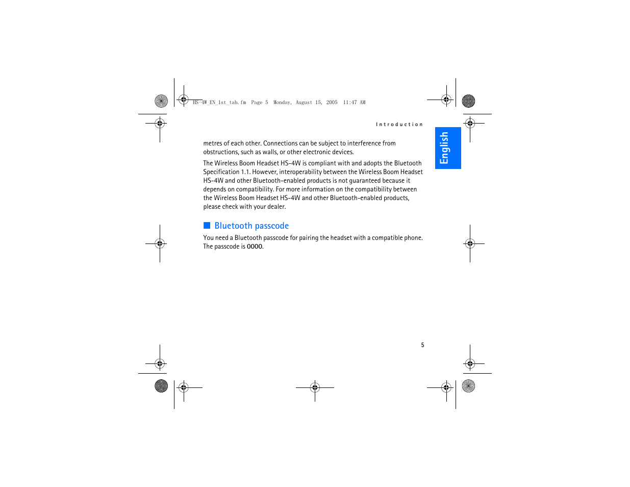 English | Nokia HS 4W User Manual | Page 5 / 110