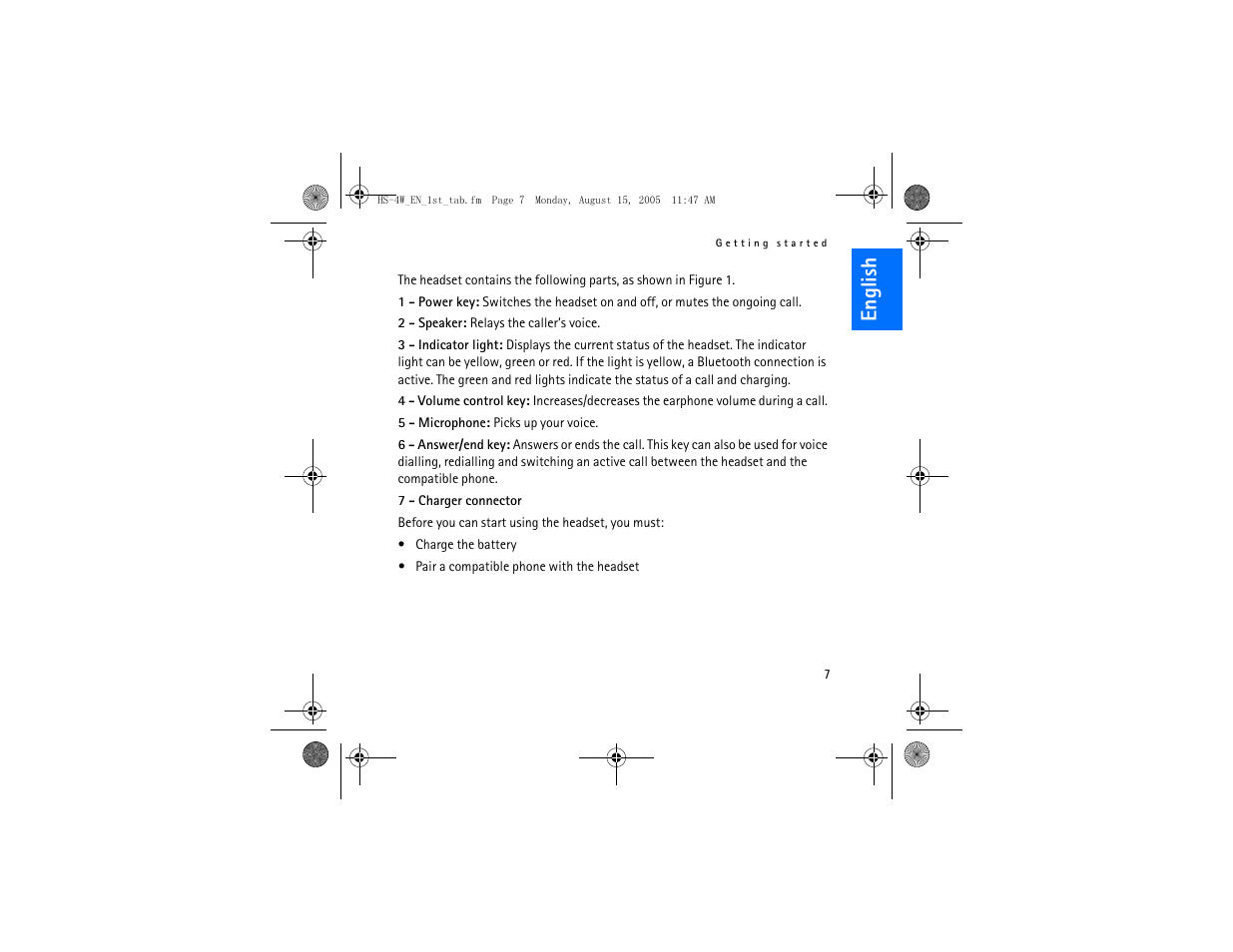 English | Nokia HS 4W User Manual | Page 7 / 110