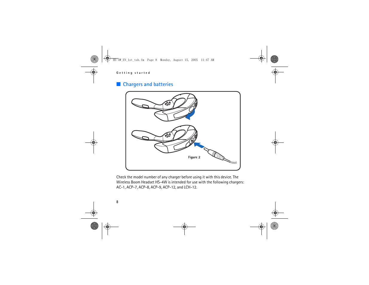 Chargers and batteries | Nokia HS 4W User Manual | Page 8 / 110