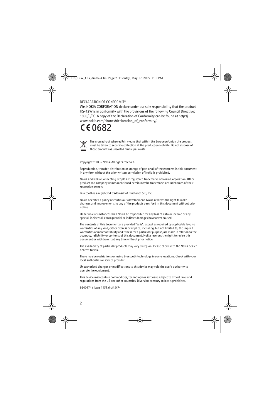 Nokia HS-12W User Manual | Page 2 / 16