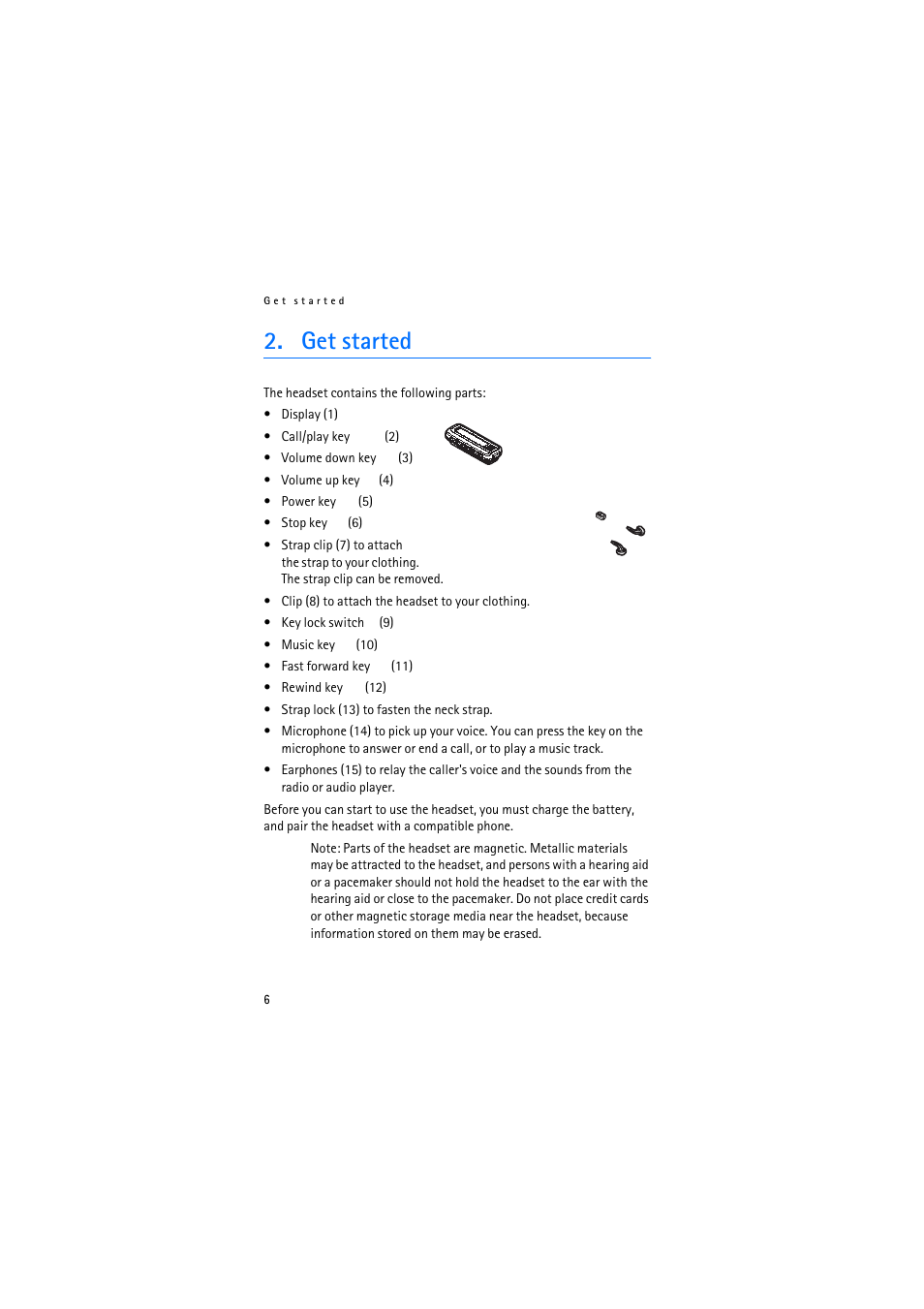 Get started | Nokia HS-12W User Manual | Page 6 / 16