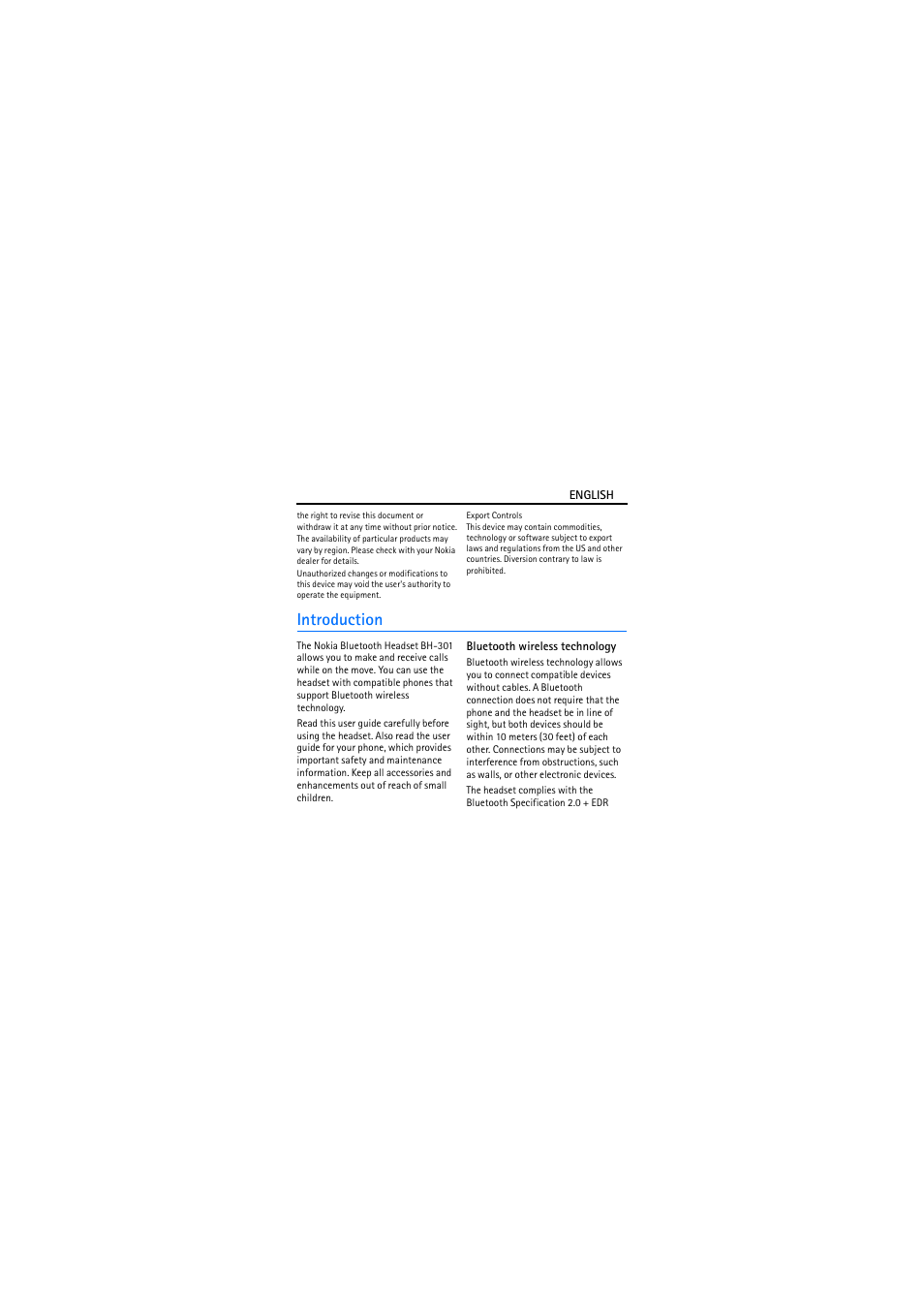 Introduction, Bluetooth wireless technology | Nokia BH-301 User Manual | Page 3 / 46
