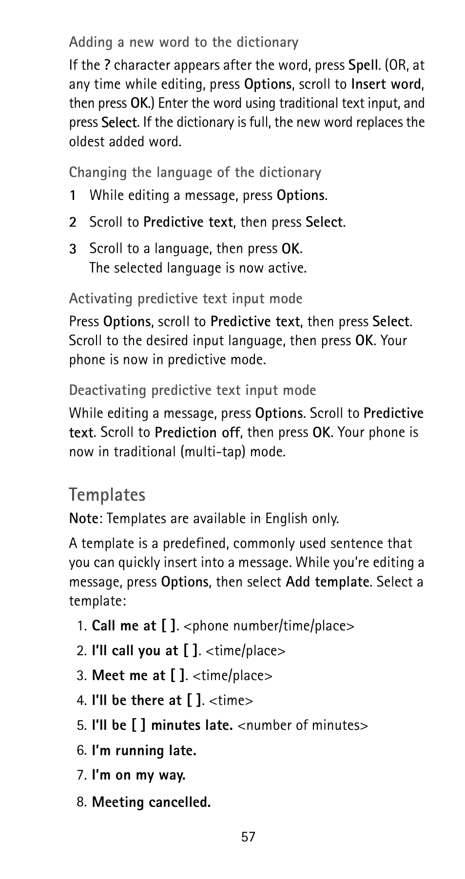 Templates | Nokia 5180i User Manual | Page 64 / 97