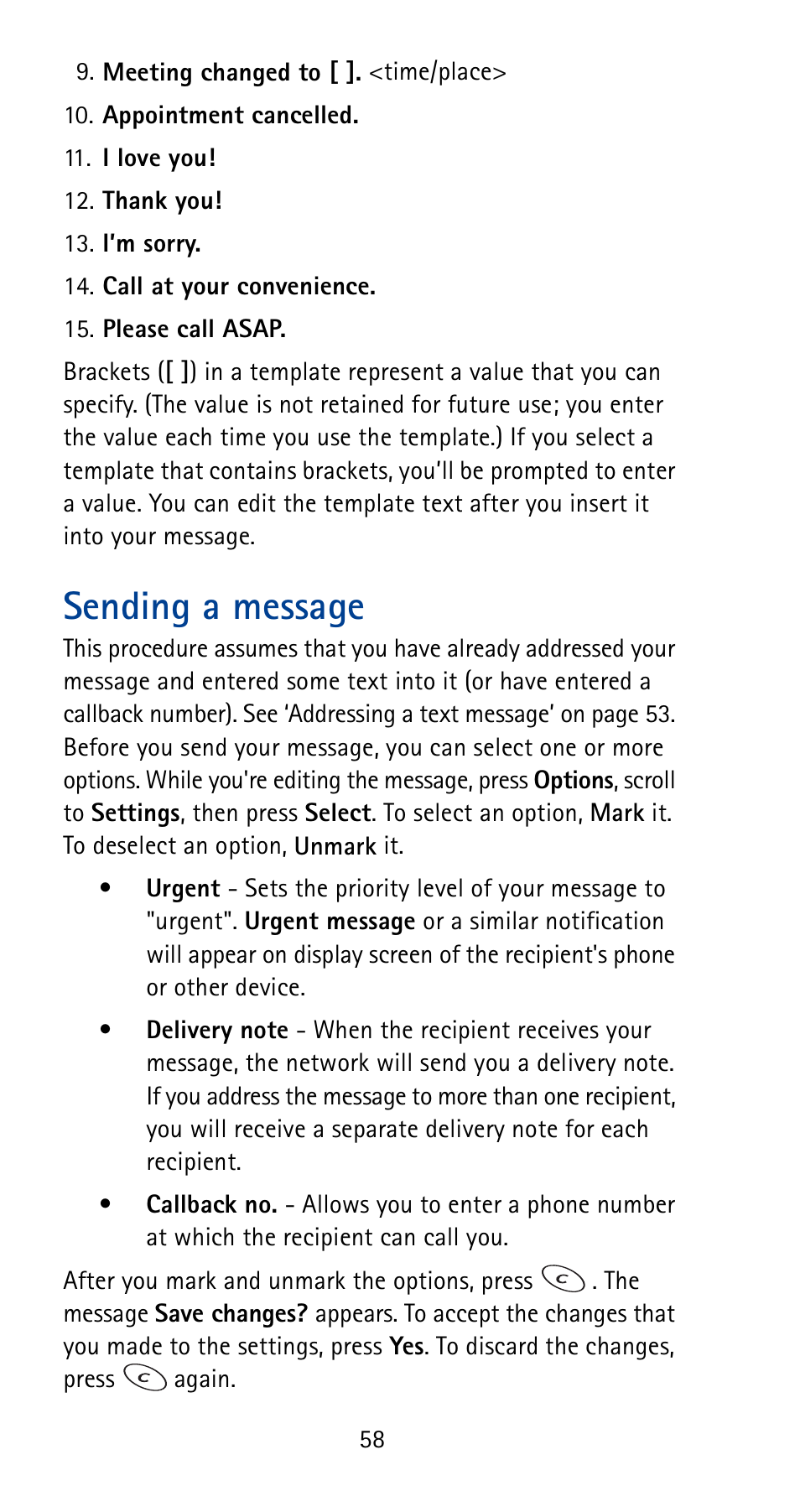 Sending a message | Nokia 5180i User Manual | Page 65 / 97