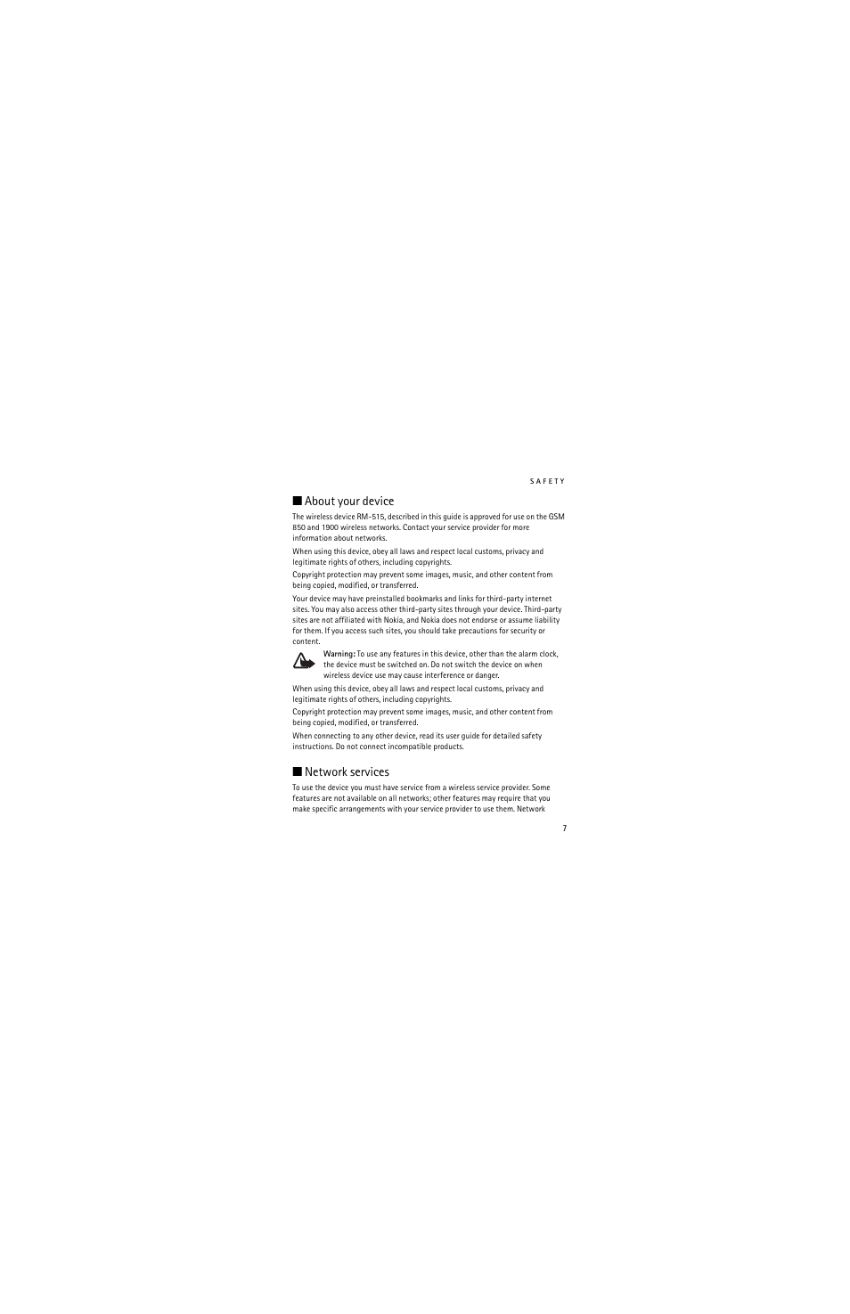 About your device, Network services | Nokia 2320 User Manual | Page 7 / 112