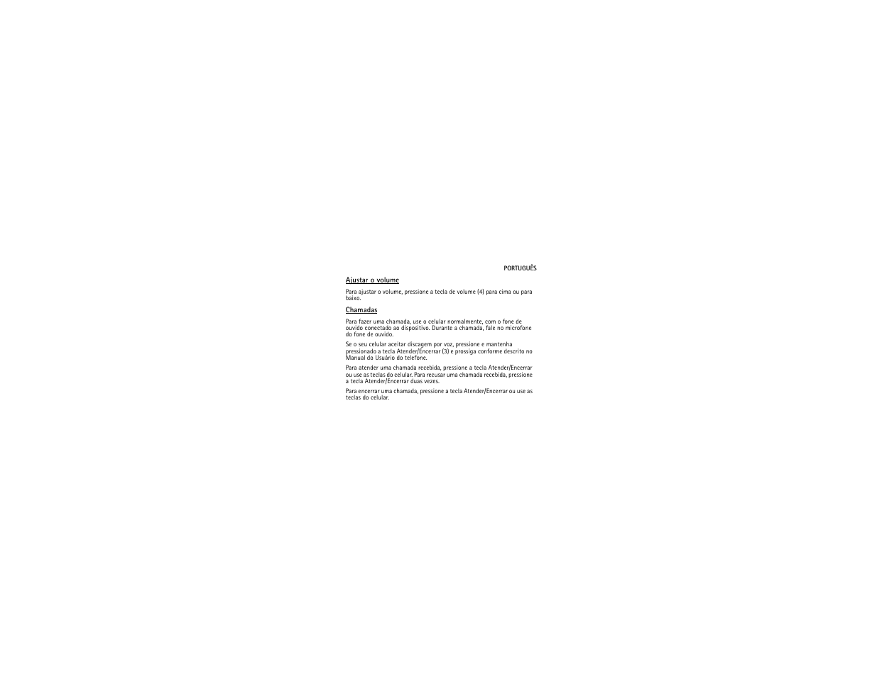 Ajustar o volume, Chamadas | Nokia HS-82 User Manual | Page 24 / 28