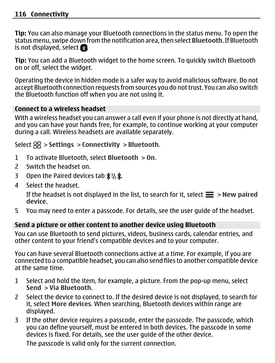 Connect to a wireless headset | Nokia N8-00 User Manual | Page 116 / 145