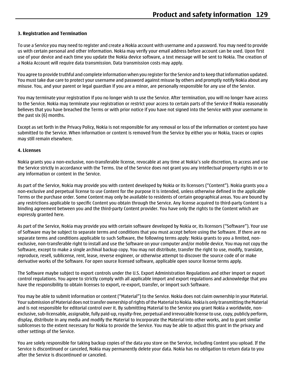 Product and safety information 129 | Nokia N8-00 User Manual | Page 129 / 145
