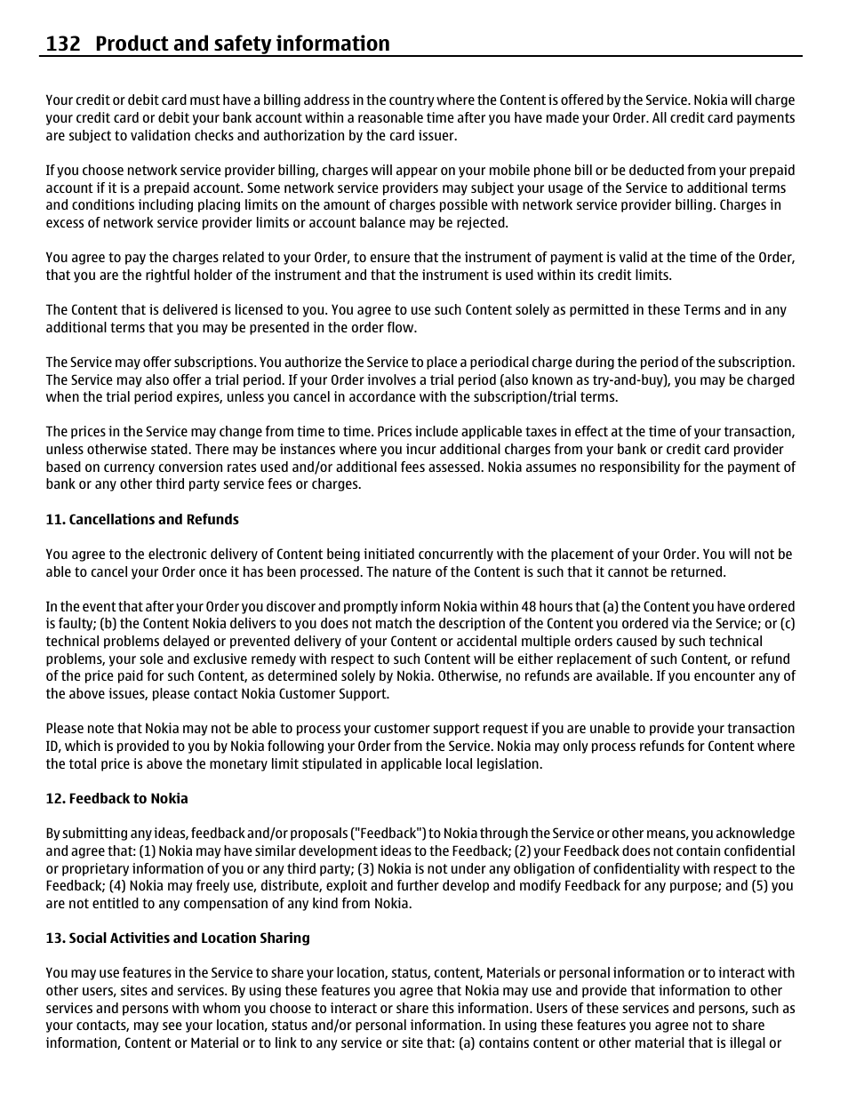 132 product and safety information | Nokia N8-00 User Manual | Page 132 / 145