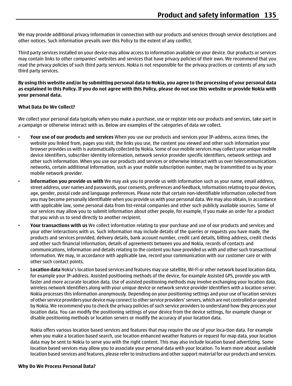 Product and safety information 135 | Nokia N8-00 User Manual | Page 135 / 145