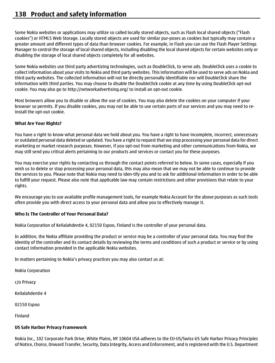 138 product and safety information | Nokia N8-00 User Manual | Page 138 / 145