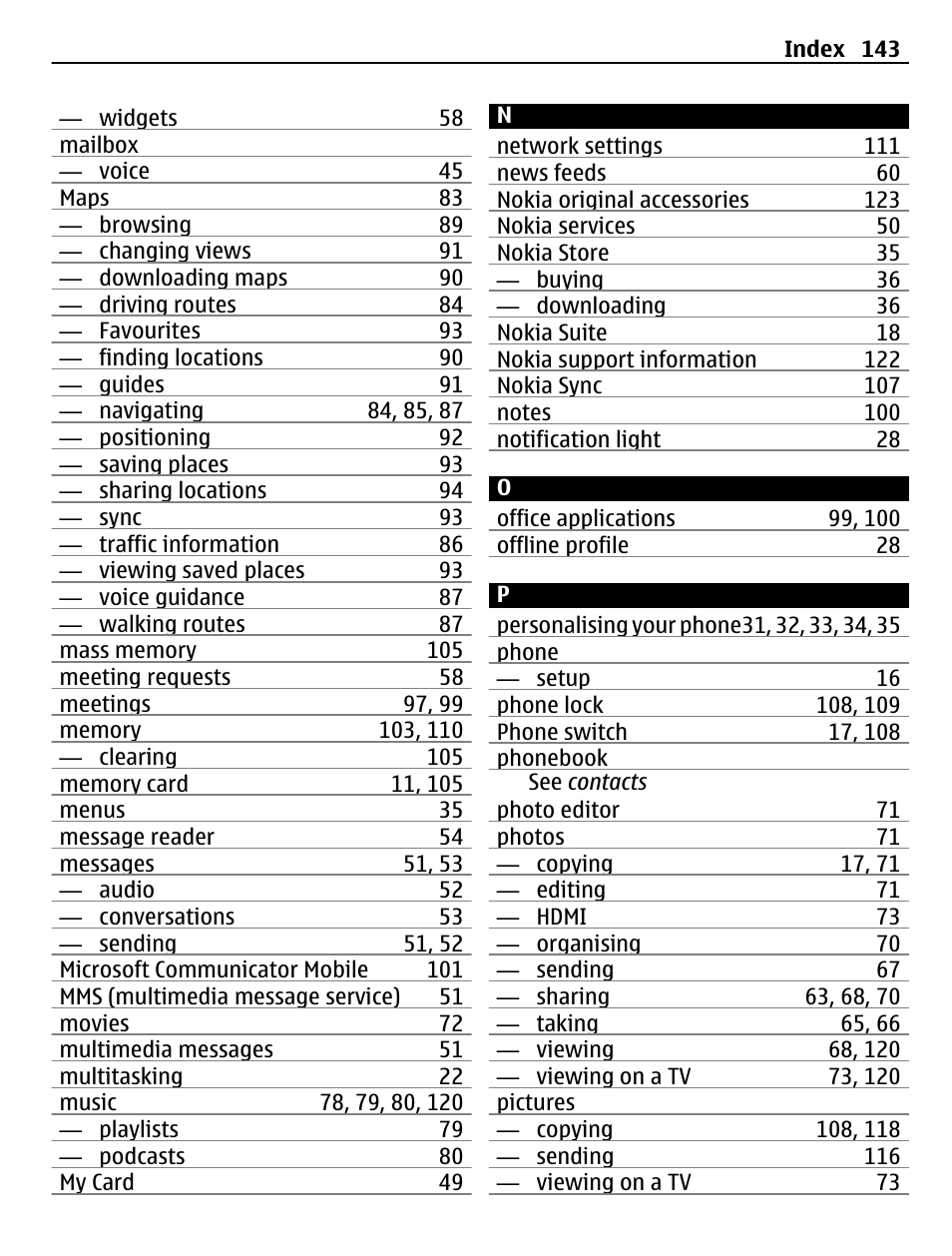 Nokia N8-00 User Manual | Page 143 / 145