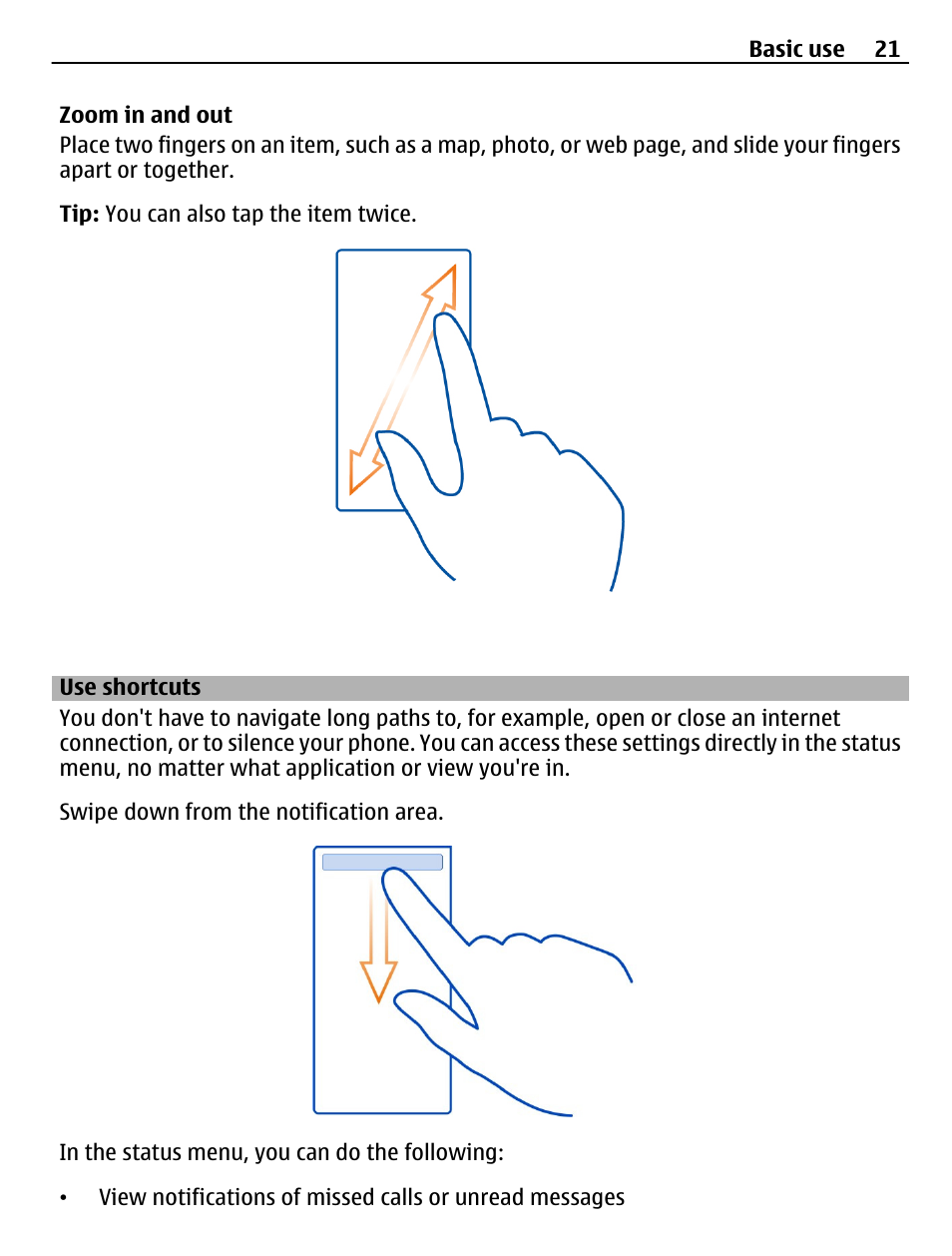 Use shortcuts | Nokia N8-00 User Manual | Page 21 / 145