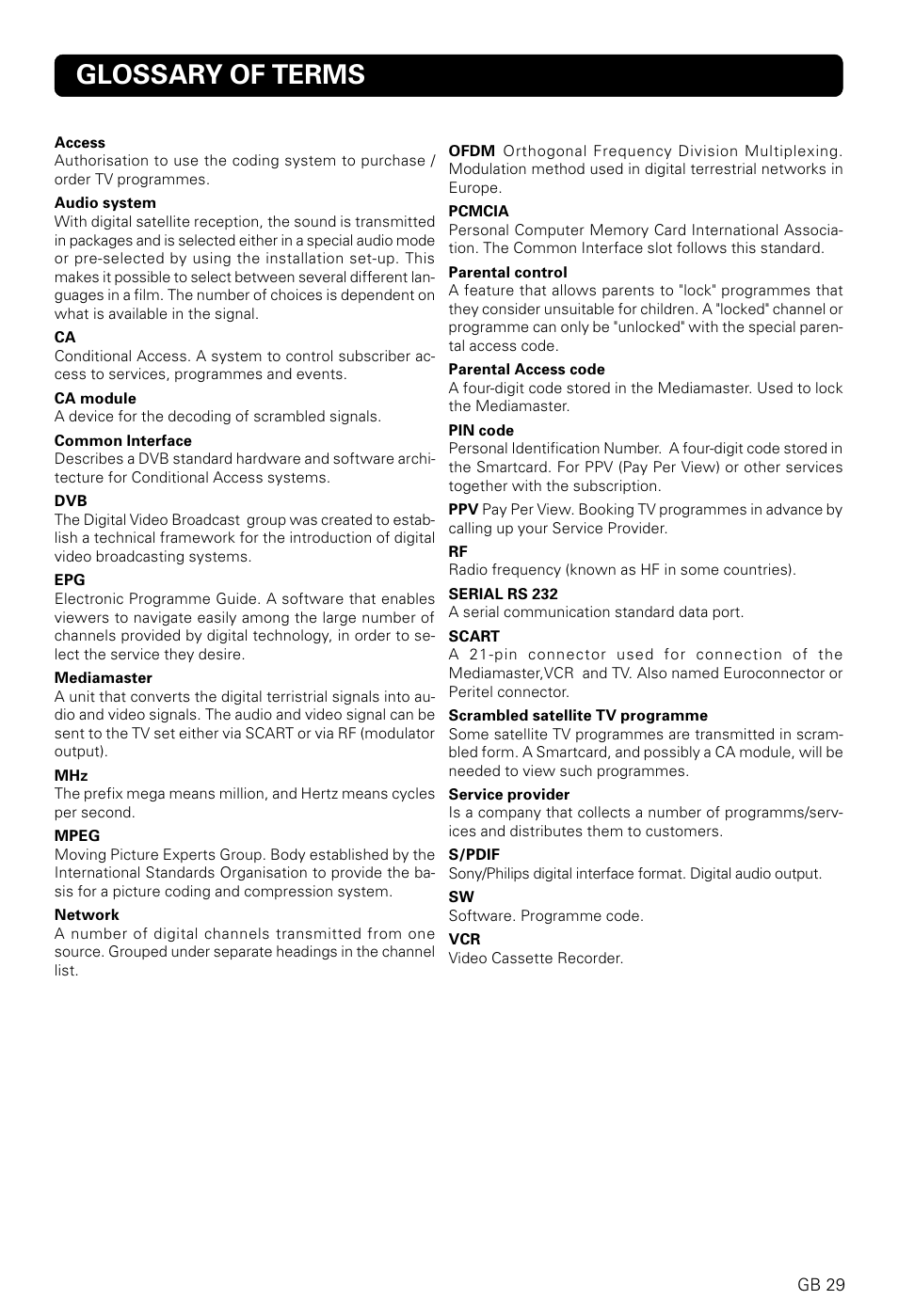 Glossary of terms | Nokia 9820 T User Manual | Page 28 / 33
