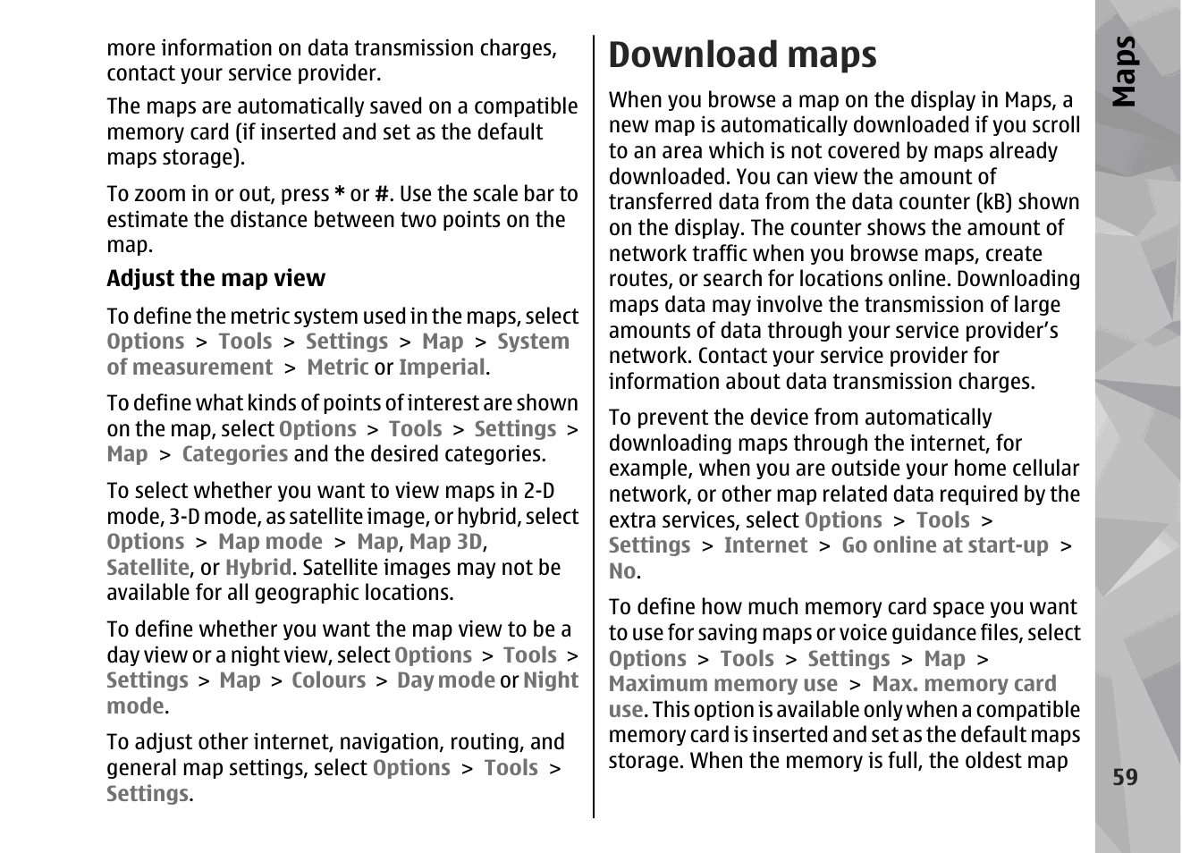 Download maps, See "download, Maps", p. 59 | Maps | Nokia 002F4W8 User Manual | Page 59 / 195