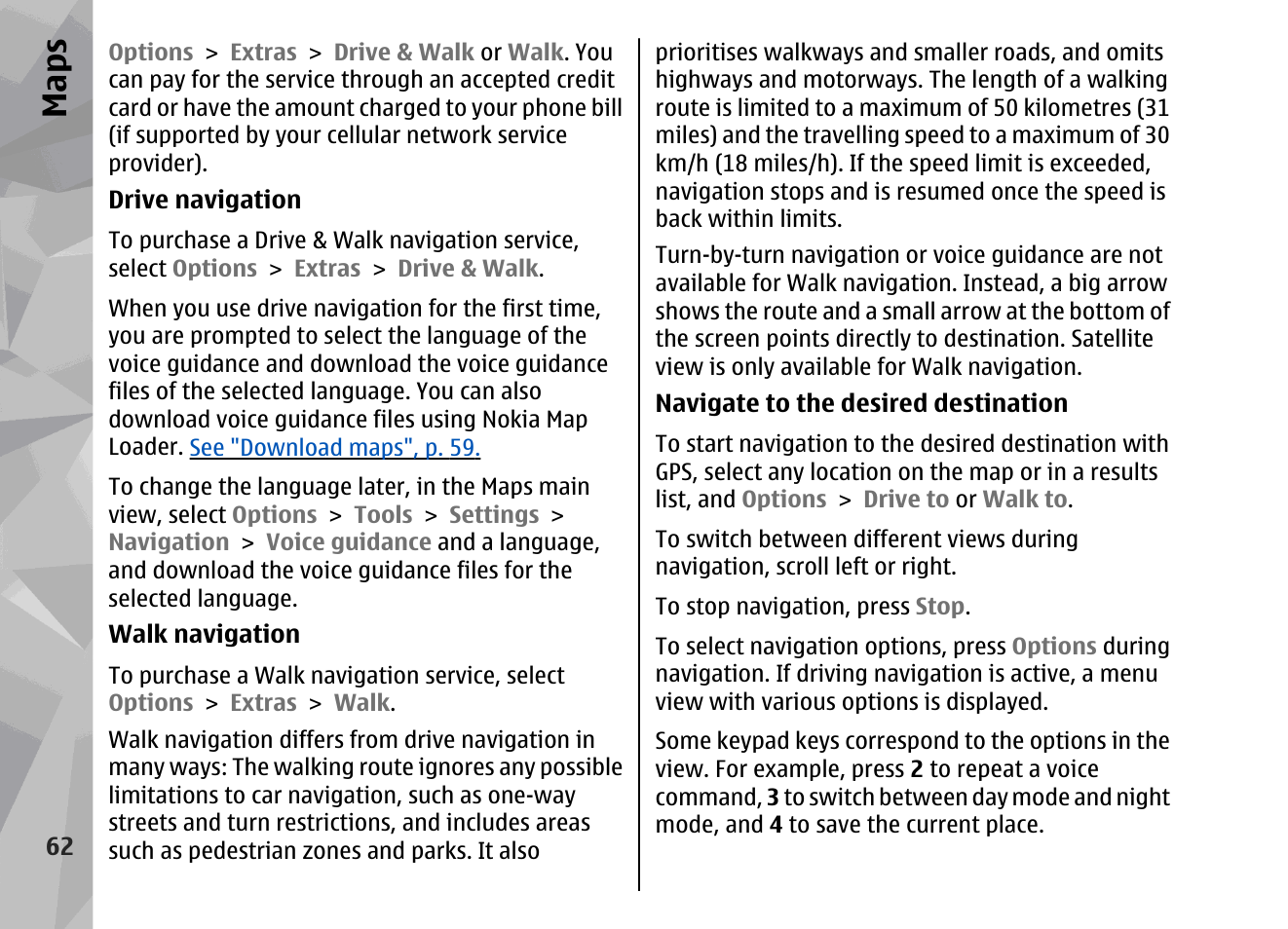 Maps | Nokia 002F4W8 User Manual | Page 62 / 195