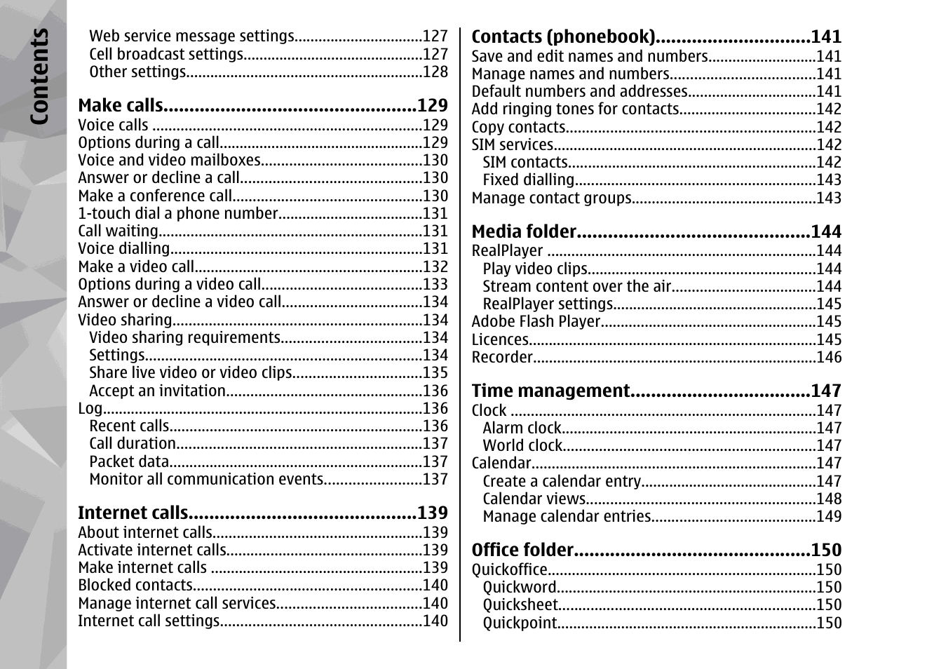 Co nte nts | Nokia 002F4W8 User Manual | Page 8 / 195