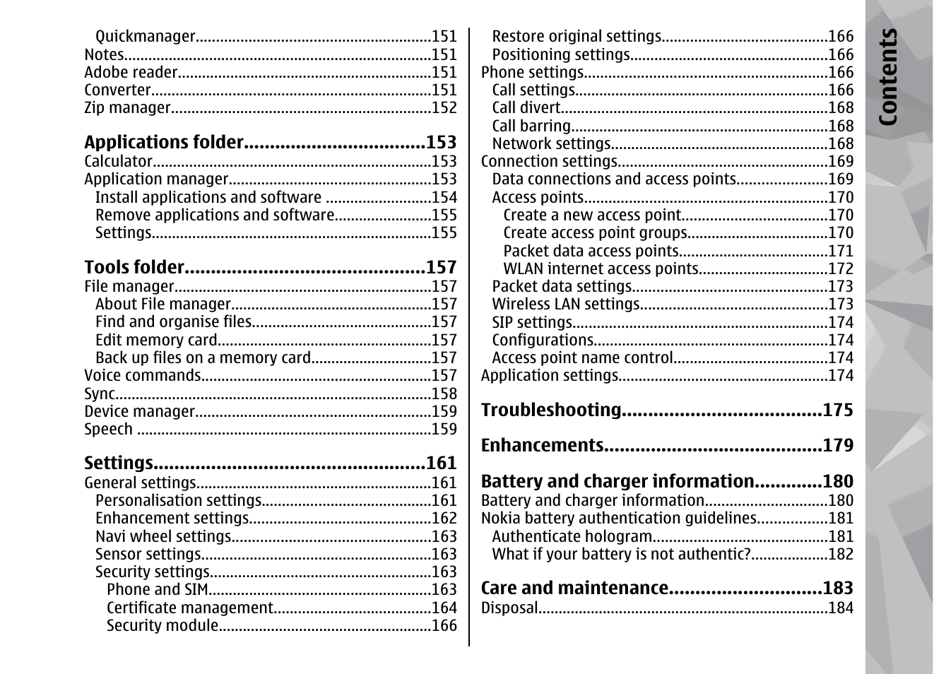 Co nte nts | Nokia 002F4W8 User Manual | Page 9 / 195