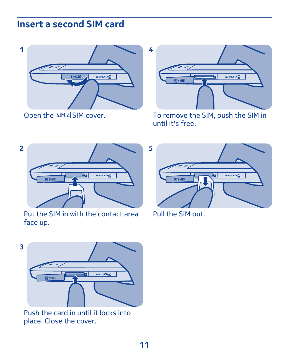 Insert a second sim card | Nokia 308 User Manual | Page 11 / 128