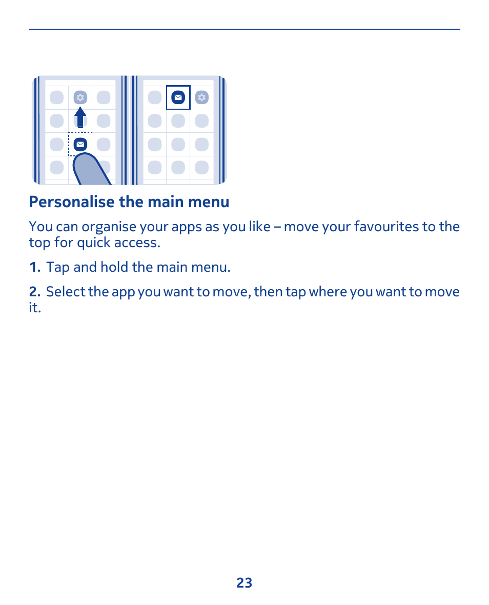 Personalise the main menu | Nokia 308 User Manual | Page 23 / 128