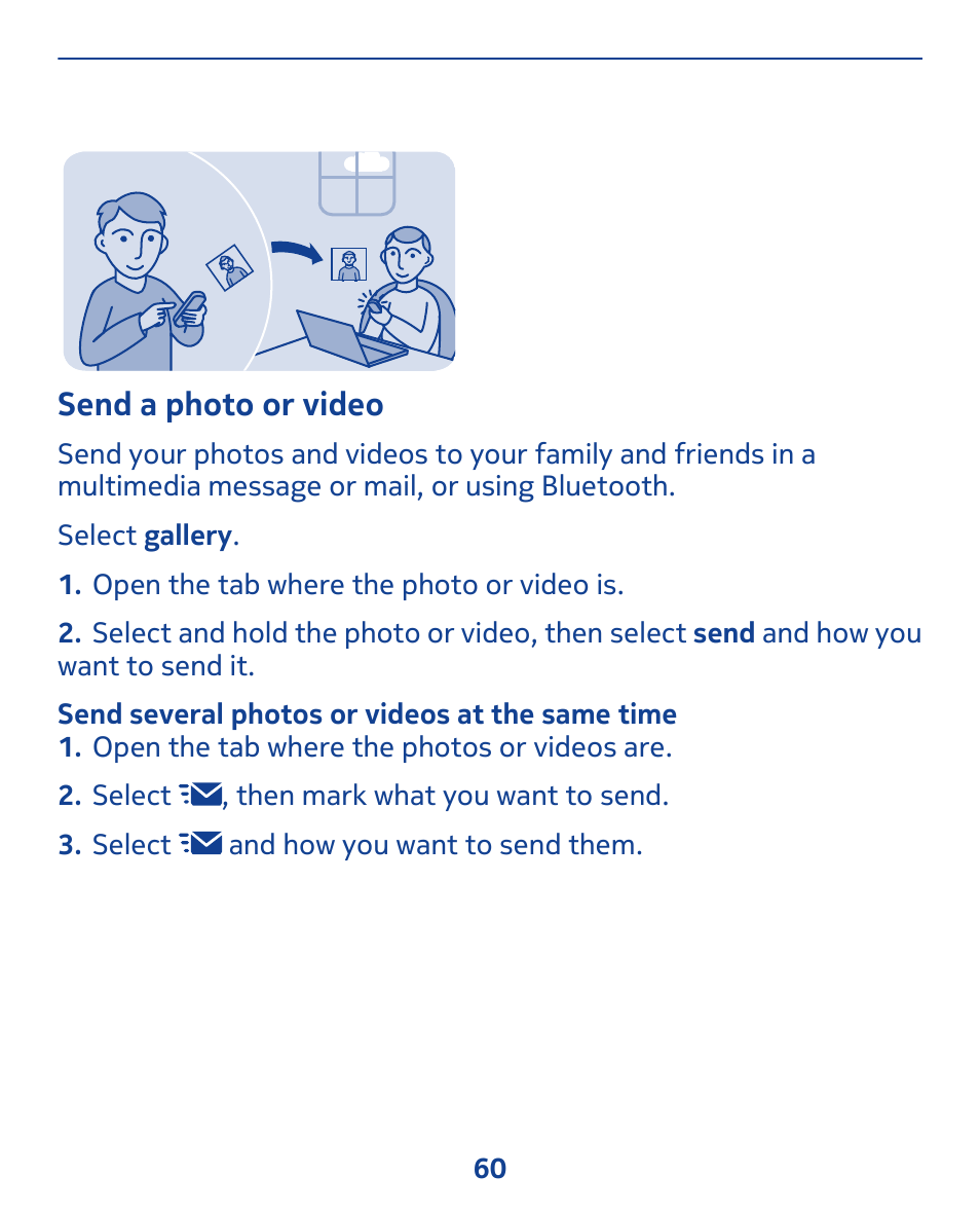 Send a photo or video | Nokia 308 User Manual | Page 60 / 128