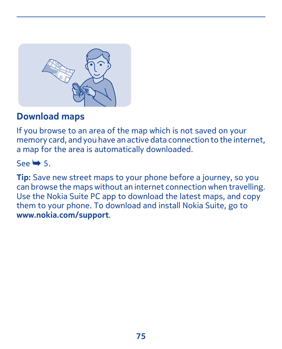 Download maps | Nokia 308 User Manual | Page 75 / 128