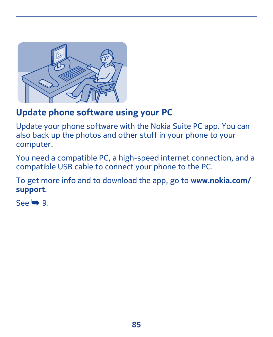 Update phone software using your pc | Nokia 308 User Manual | Page 85 / 128