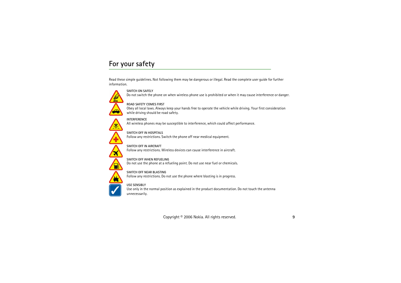 For your safety, Your safety | Nokia 5070 User Manual | Page 9 / 112