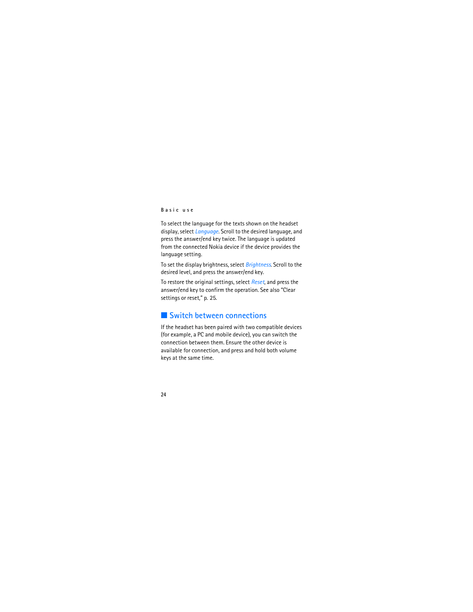 Switch between connections | Nokia BH-902 User Manual | Page 24 / 30