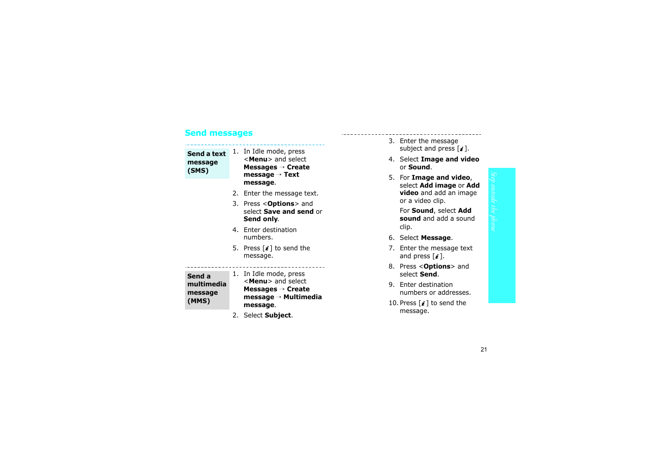 Send messages | Nokia SGH-D830 User Manual | Page 23 / 113