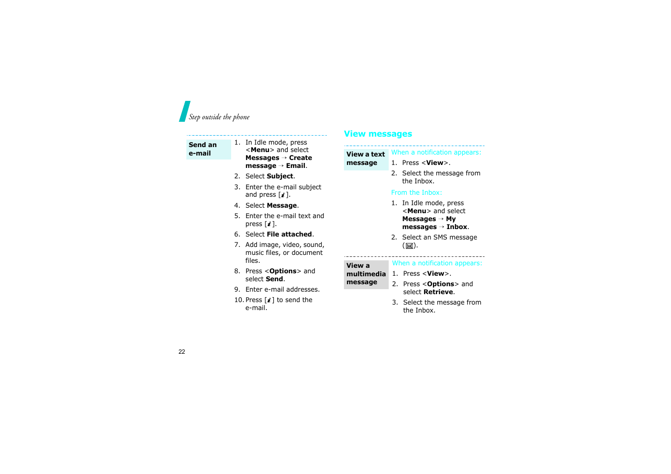 View messages | Nokia SGH-D830 User Manual | Page 24 / 113