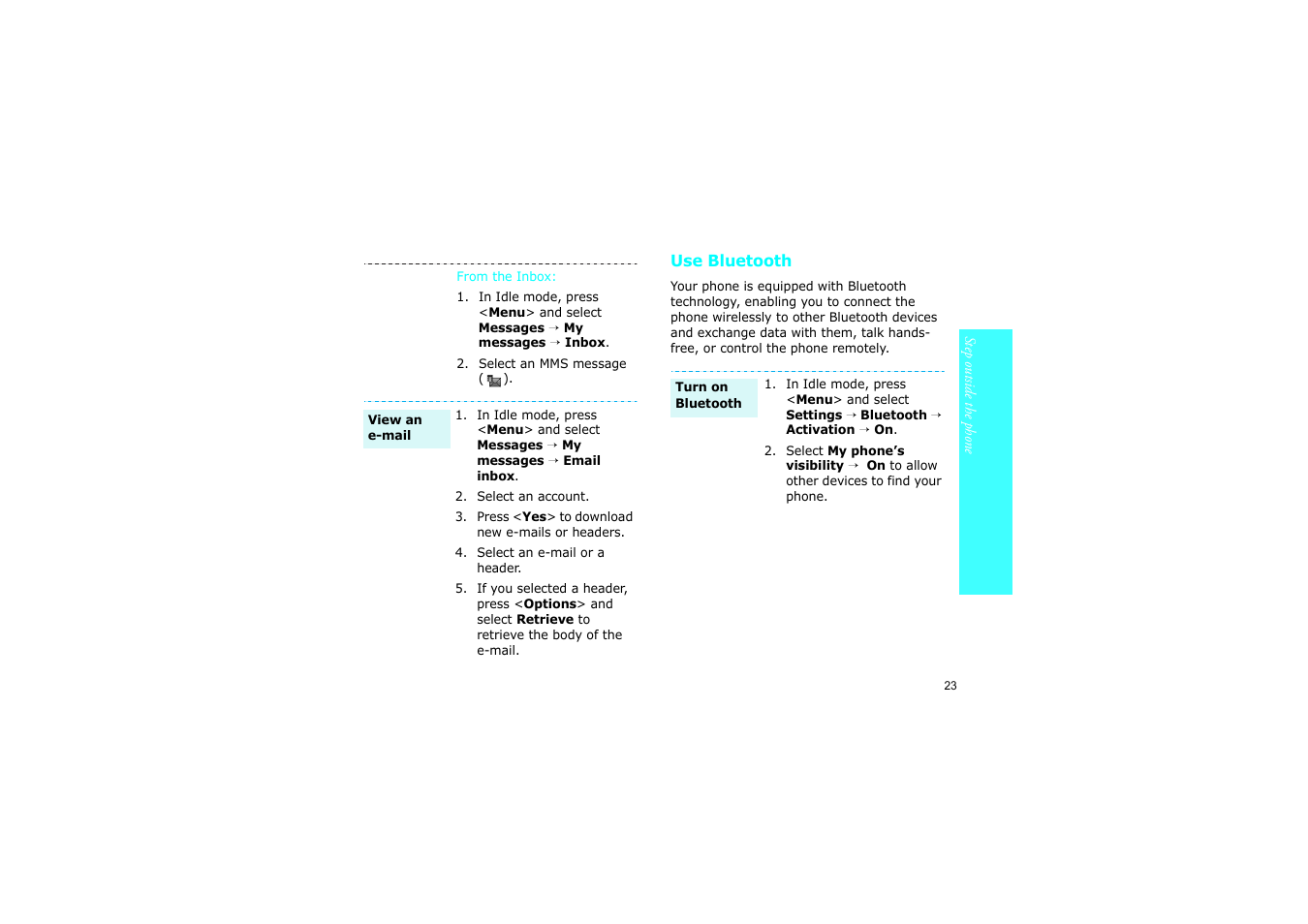 Use bluetooth | Nokia SGH-D830 User Manual | Page 25 / 113