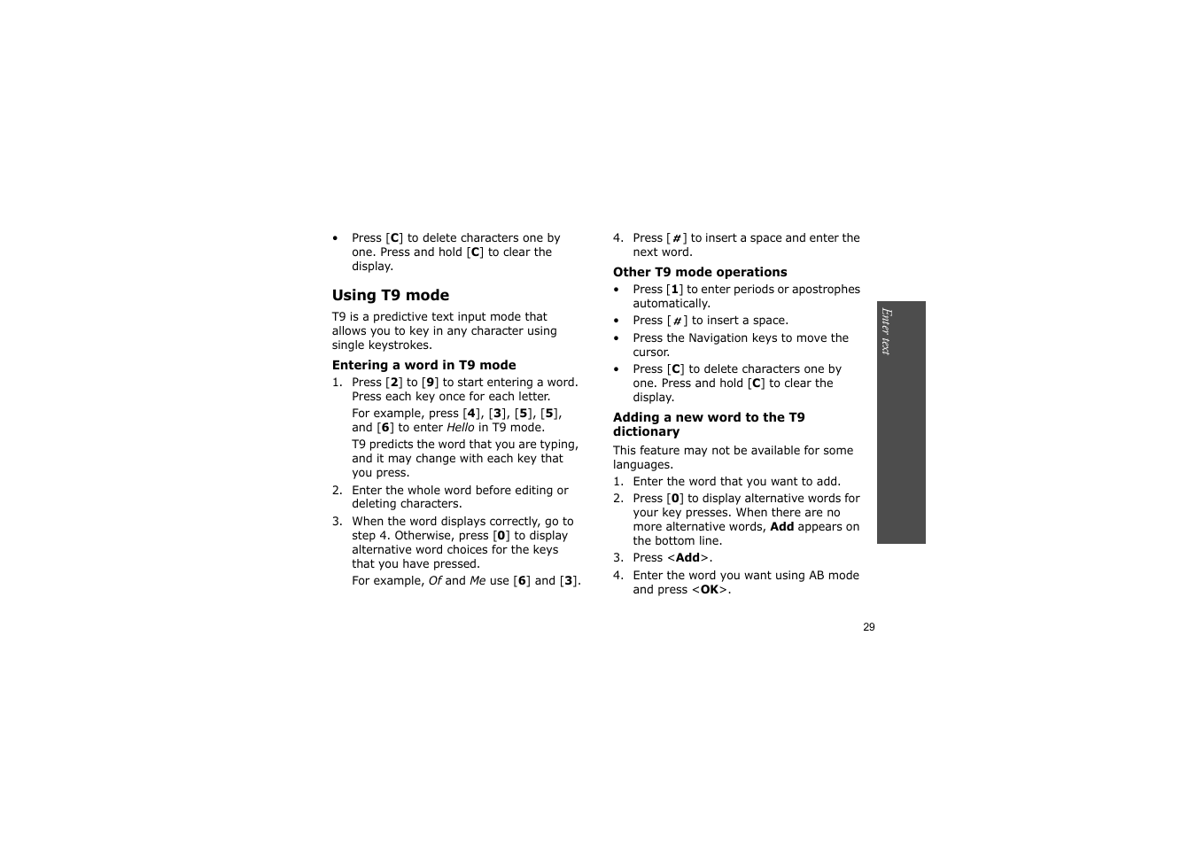 Using t9 mode | Nokia SGH-D830 User Manual | Page 31 / 113