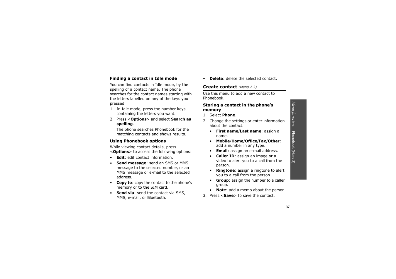 P. 37 | Nokia SGH-D830 User Manual | Page 39 / 113