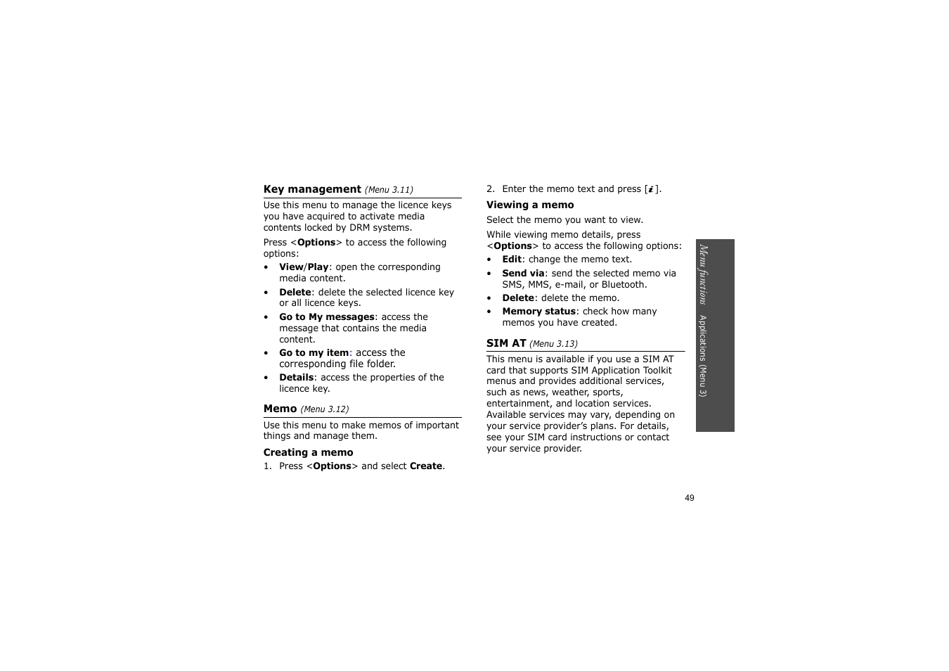 P. 49 | Nokia SGH-D830 User Manual | Page 51 / 113