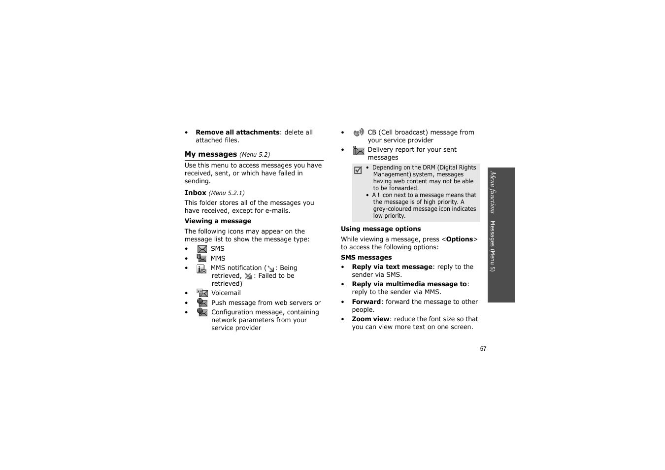 P. 57 | Nokia SGH-D830 User Manual | Page 59 / 113