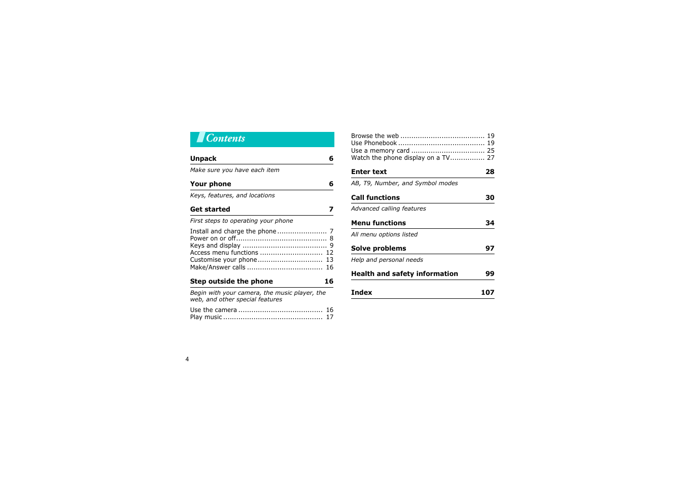 Nokia SGH-D830 User Manual | Page 6 / 113