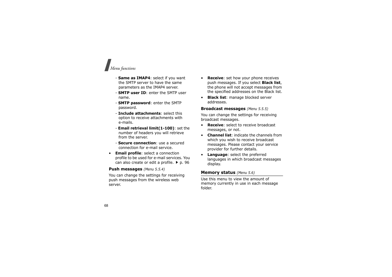 P. 68 | Nokia SGH-D830 User Manual | Page 70 / 113