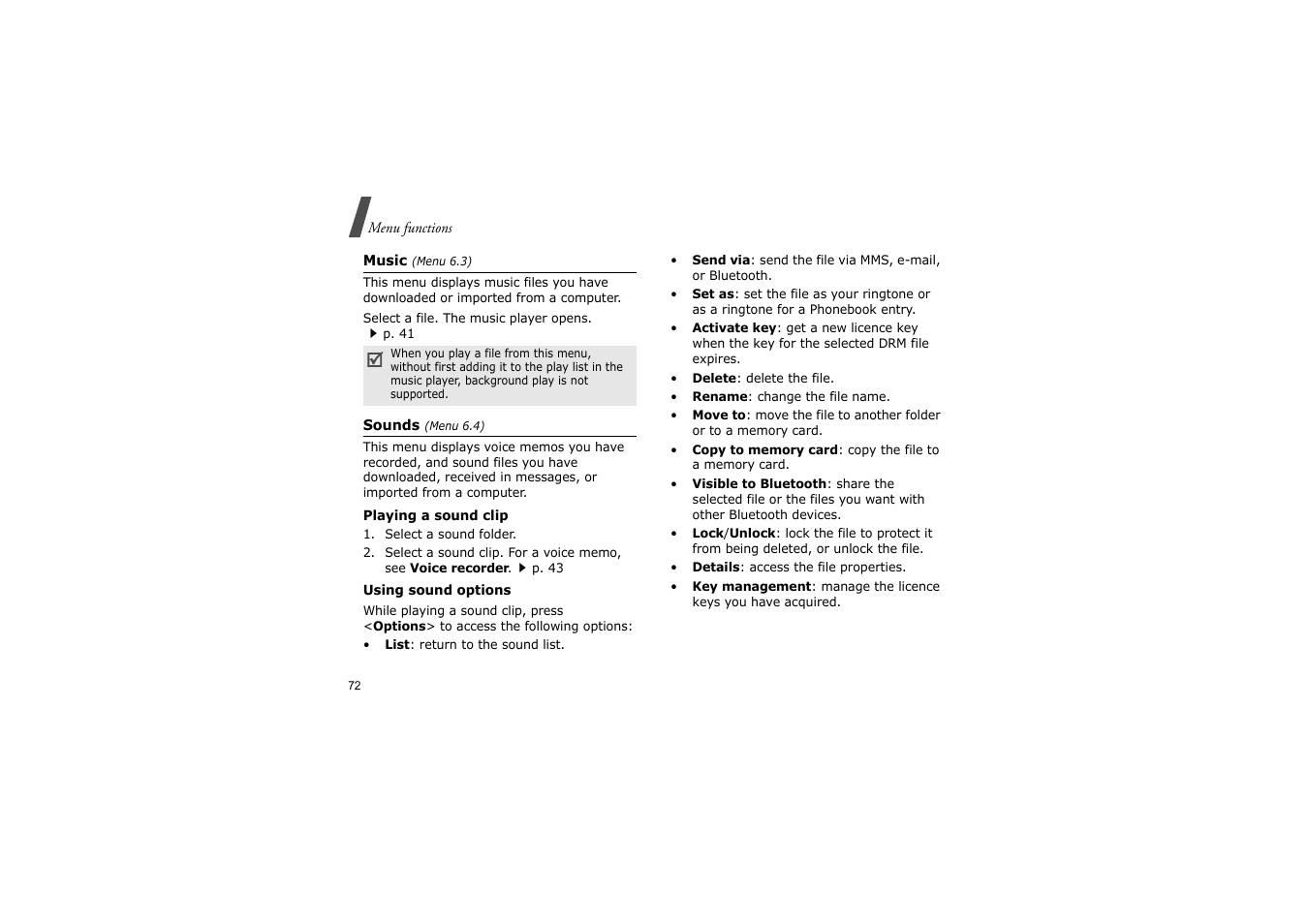 P. 72 | Nokia SGH-D830 User Manual | Page 74 / 113