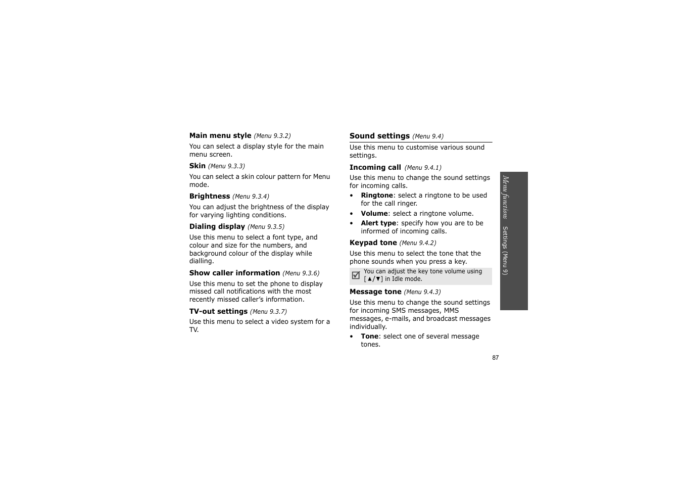 P. 87 | Nokia SGH-D830 User Manual | Page 89 / 113