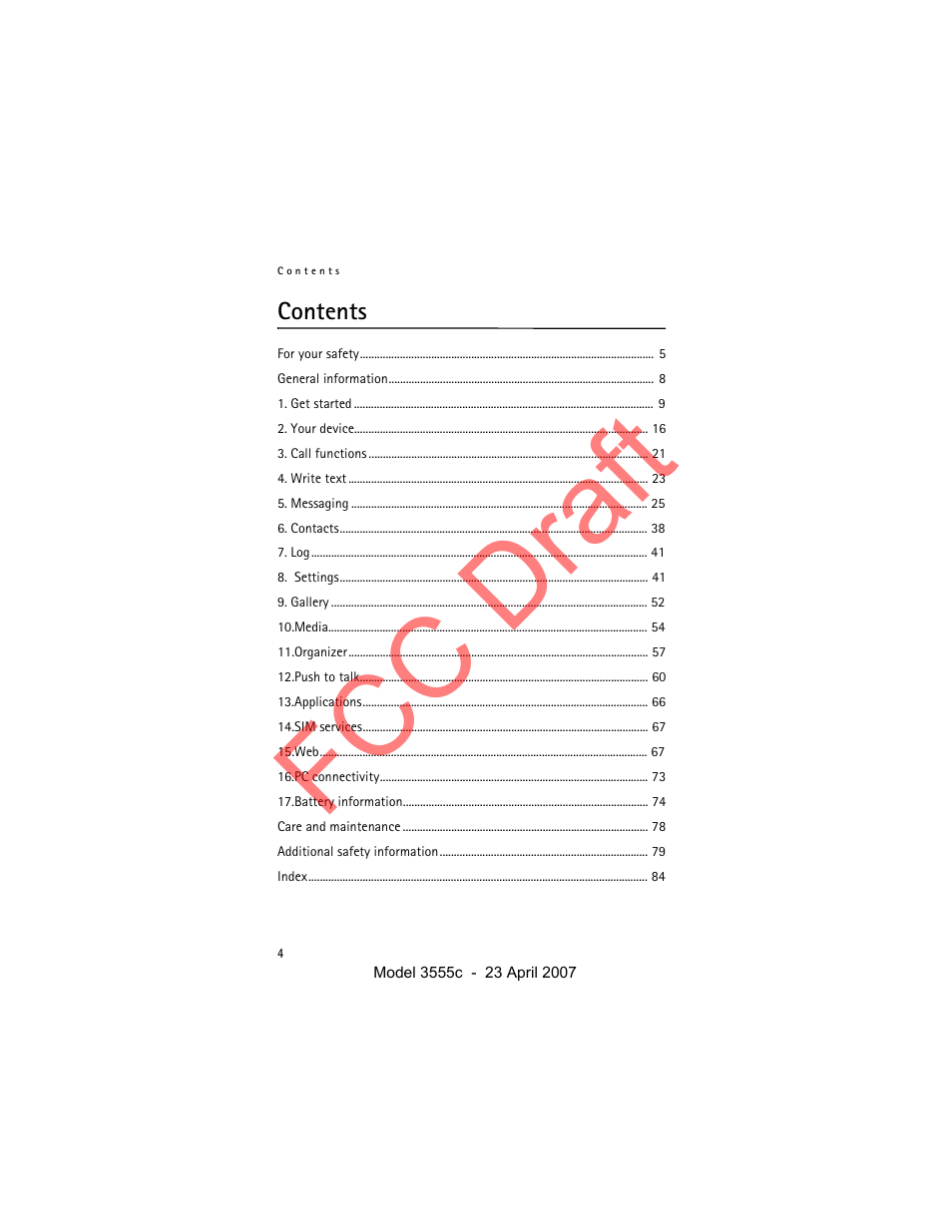 Nokia Cellphone 3555c User Manual | Page 4 / 86