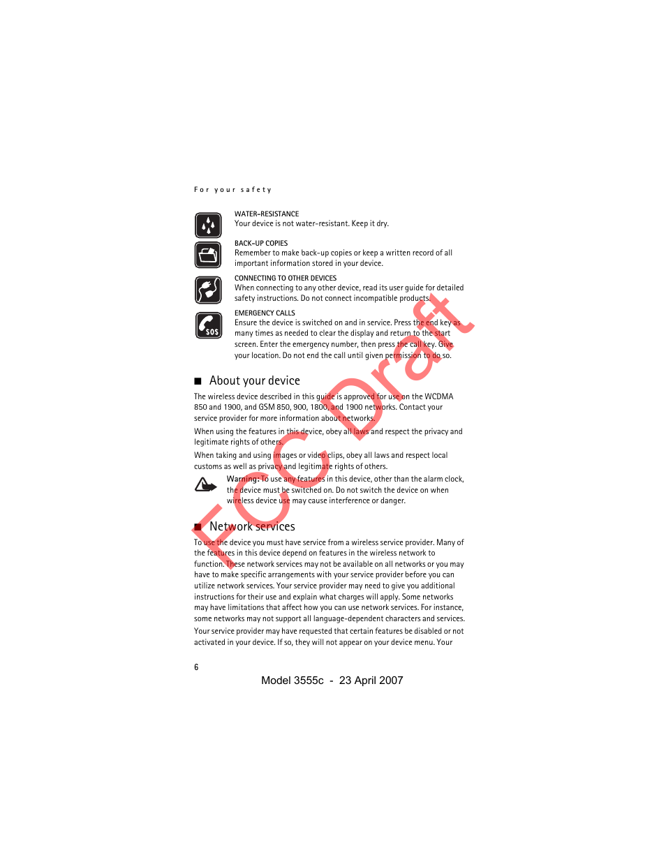 Fcc draft | Nokia Cellphone 3555c User Manual | Page 6 / 86