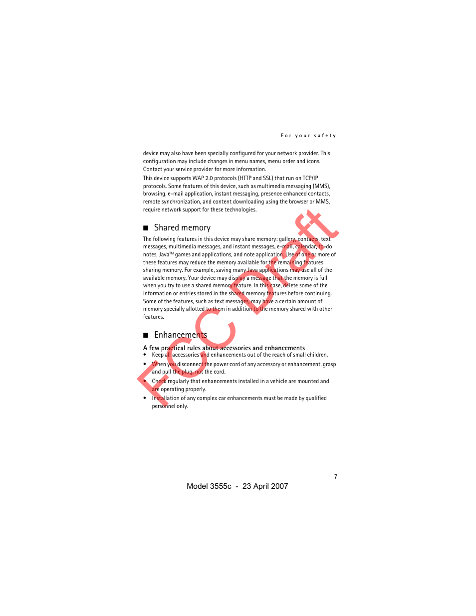 Fcc draft | Nokia Cellphone 3555c User Manual | Page 7 / 86