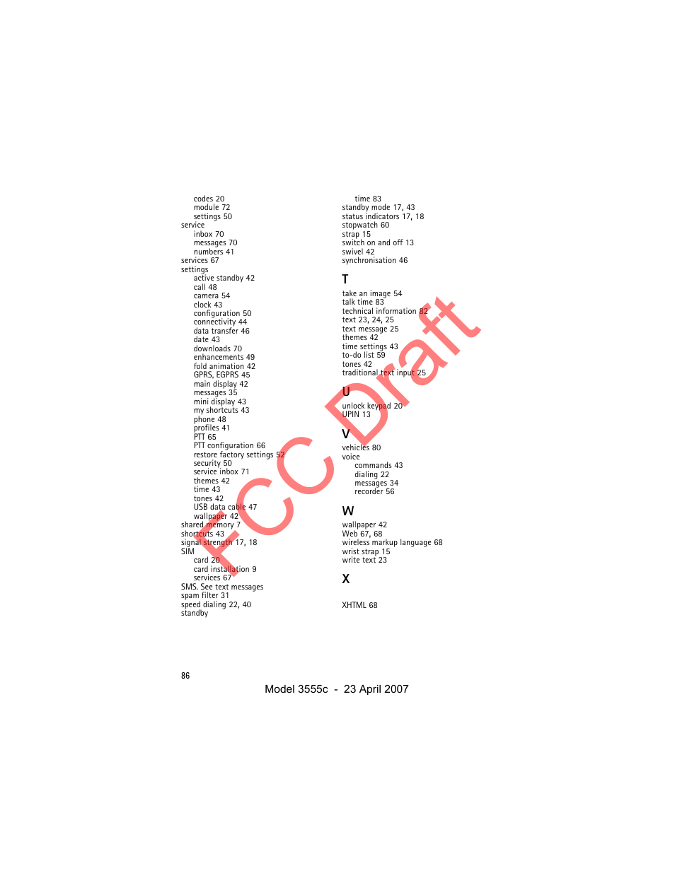 Fcc draft | Nokia Cellphone 3555c User Manual | Page 86 / 86